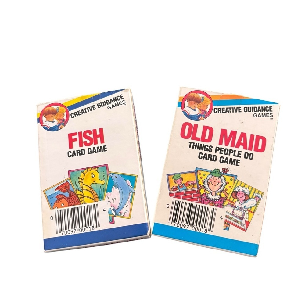 Lot 2 VTG 1986 Creative Guidance Childrens Games Old Maid Go Fish Cards IN Box